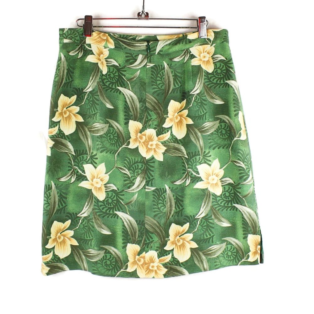 Green Yellow Floral Silk Skirt Bermuda Bay - Picture 2 of 7